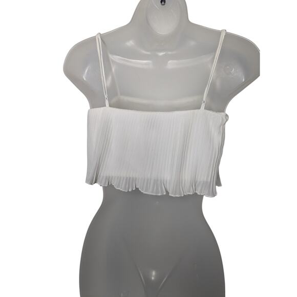 Polly Pleated Crop Top Cream Size 0 - Picture 2 of 5